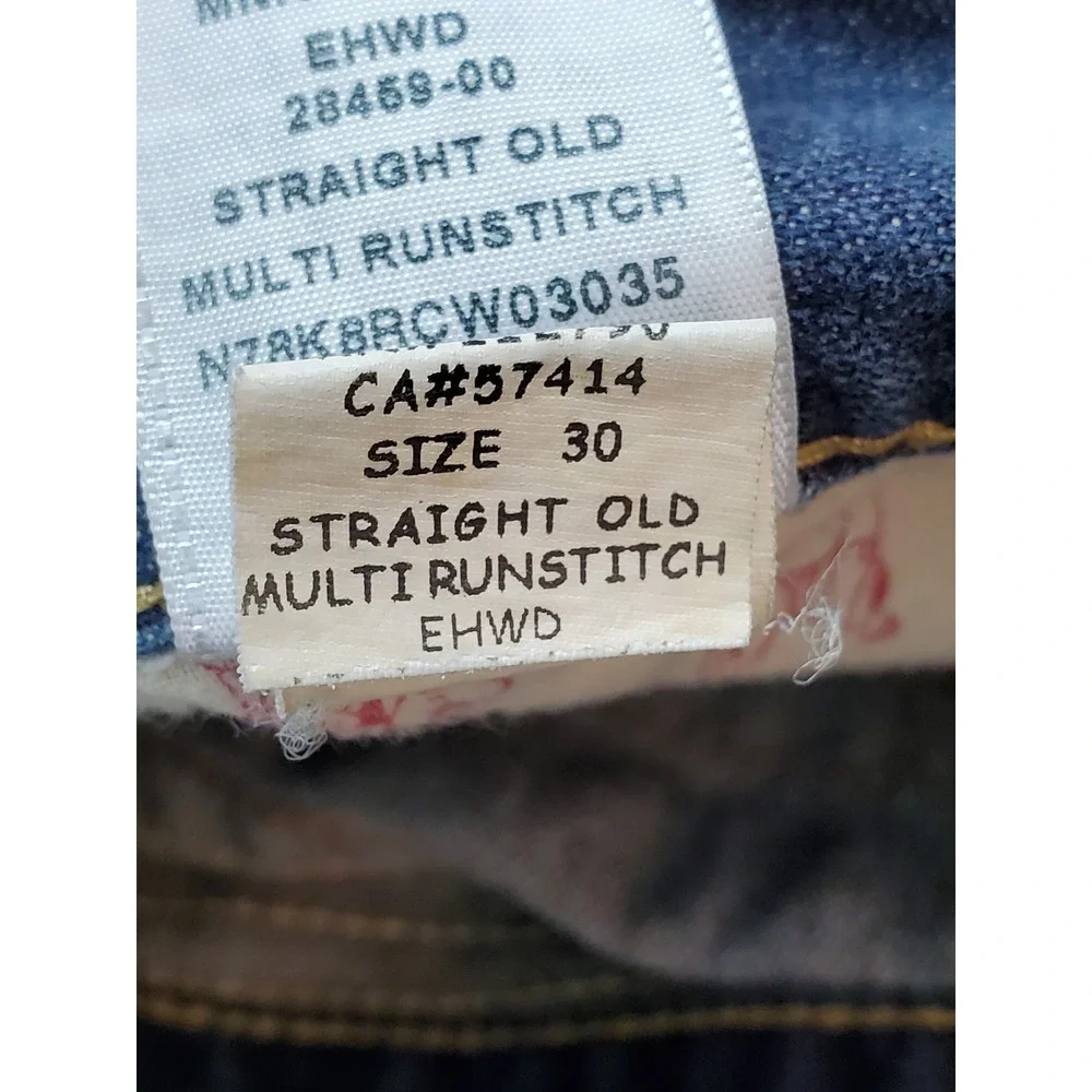 True Religion Men Jeans 30 Blue‎ Denim Straight Old Multi Runstitch Flap Pocket